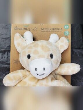 DreamGro Giraffe Activity Blankie Lovey Security Blanket Teether and Rattle NWT